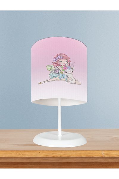 BAMBAŞKA MODA Baby and Children's Room Princess Girl and Sweet Cat Patterned Lampshade