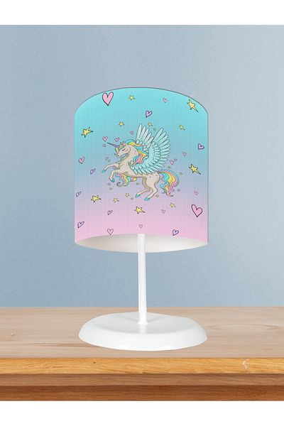 BAMBAŞKA MODA Baby and Children's Room Flying Unicorn Patterned Lampshade