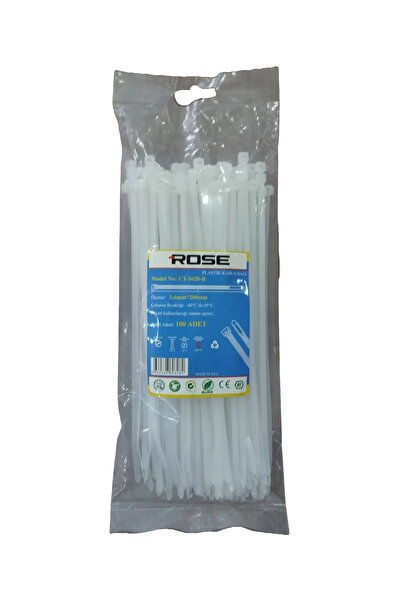 technozi Kablo Bağı Plastik 100 Adet Cırt Kelepçe Beyaz 200mm Kablo Bağı- Pla...