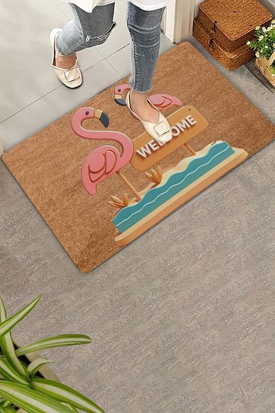 Valerine Life Pink Flamingo Pair Welcome Door Mat 45x70cm