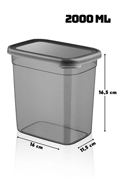 NY HOME 24 Jumbo Size Anthracite Storage Containers - 2000 ml Rectangular