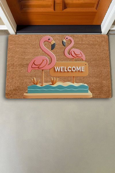 Valerine Life Pink Flamingo Pair Welcome Door Mat 45x70cm