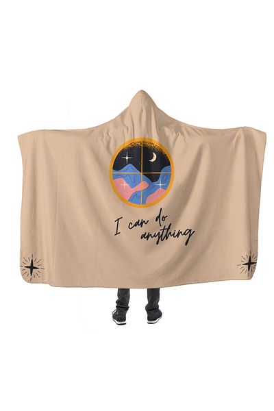 WALLHANG Slogan 'I Can Do Anything' Welsoft Hooded Blanket, Single Blanket
