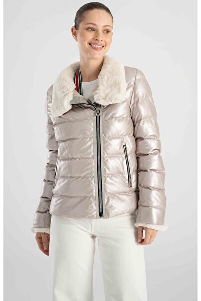 Lebeni Şişme Mont Kadın Deri Puffer Mont Kışlık Kürklü Mont