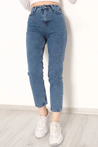 JILLY Bart Snow Blue Mom Jean Blugi Boyfriend cu talie înaltă