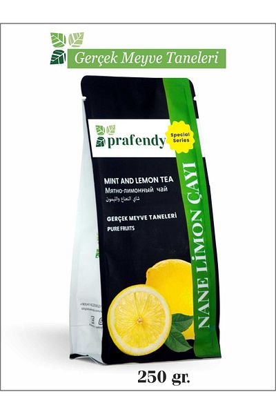 prafendy Mint Lemon Tea - Edible Fruit Tea with Natural Lemon Particles 250 gr