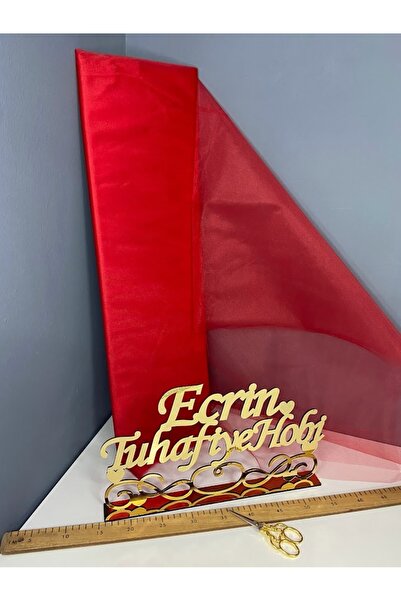 ecrin tuhafiye hobi Kırmızı Kristal Tül En 3 Mt Boy 1 Mt