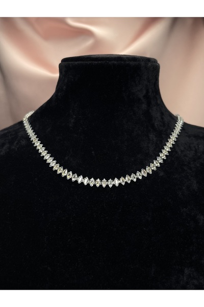 VELİT VOLA Mekik Model Su Yolu Taşlı Çelik Kolye