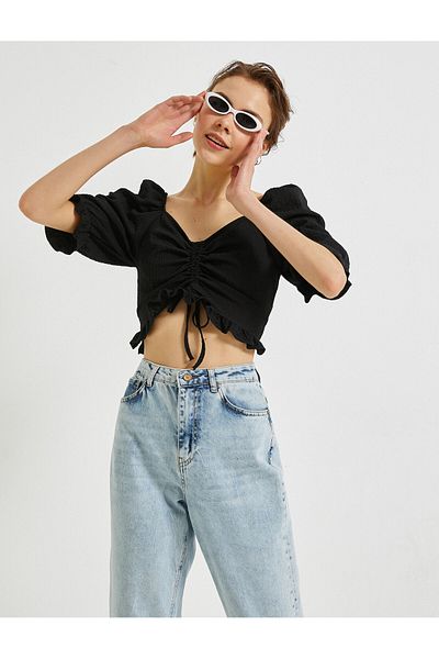 Koton Kurzärmlige Crop-Bluse