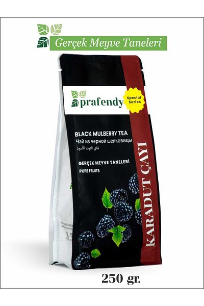prafendy Black Mulberry Tea - Edible Fruit Tea with Natural Black Mulberry Particles 250 gr