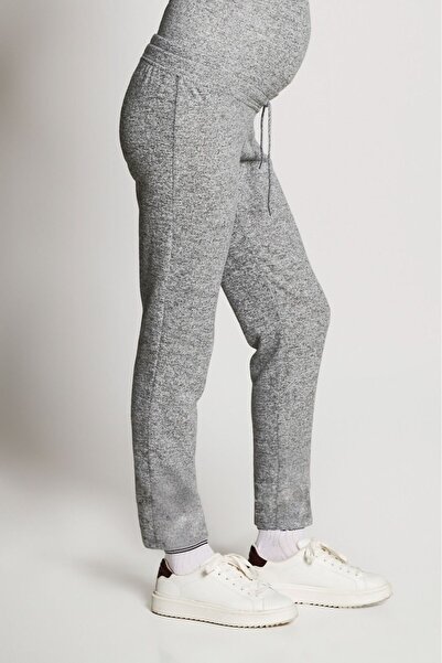 LYN MAMA Ludo Kapşonlu Karnı Ribanalı Gri Hamile Eşofman Takımı