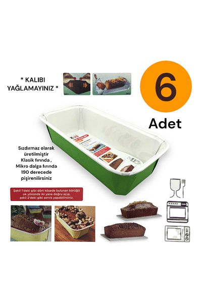 Tek-İş Disposable Cardboard Cake Mold Set 6 PCS 19 CM X 9.5 CM X 5 CM