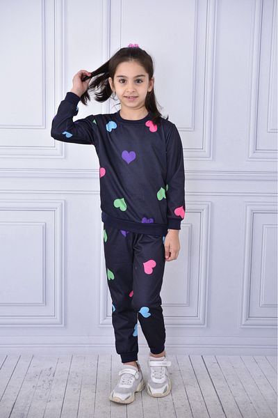Teymbaby Set de trening dublu cu imprimeu inimă colorat șardonlu