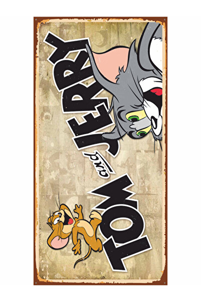 Hayat Poster mini poster retro din lemn pentru camera copiilor din desene animate tom si jerry