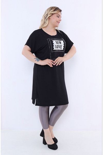 Pelek Butik Plus Size Tunic-Black PB249