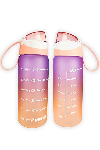 Digithome 1 Lt Double Color Size Printed Motivational Healthy Plastic Water Bottle Yavruağzı161646-162 C1-1-139
