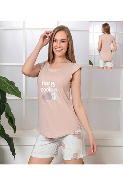 Rubina Secret Pajama Set with Suspender Shorts| Pamuk| Homewear Sleeveless & Short From Cotton