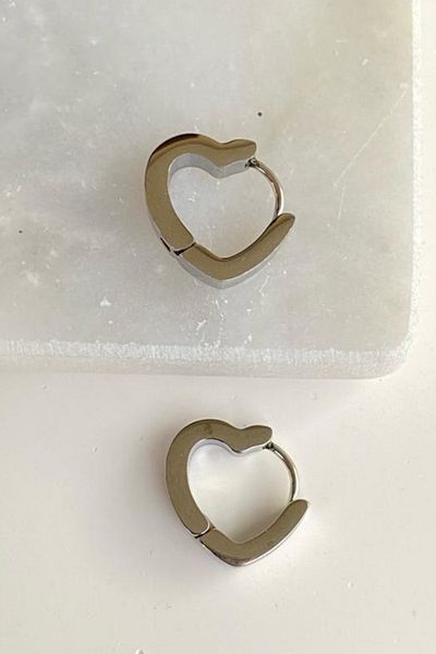 Jaida Moda Unisex 316l Stainless Steel Heart Earrings