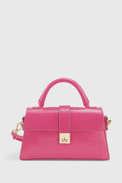 Housebags Women's Metallic Pink Lockable Double Handle Crossbody Bag 241