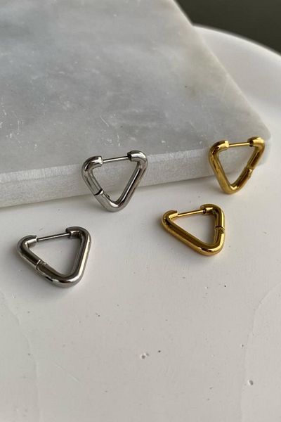Jaida Moda Unisex 316l Stainless Steel Triangle Earrings