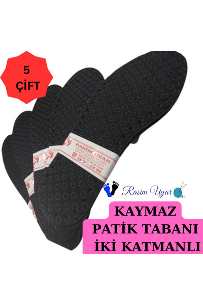Rasim Uyar 5 Çift Kaymaz Patik Tabanı - 2 Katmanlı Hazır Delikli Örgü Tabanlığı
