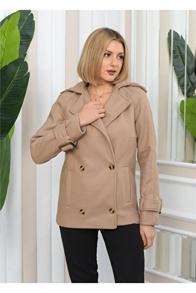 Nuseel Sezon nou, guler dublu, căptușeală, detaliată, haină scurtă de cașmir