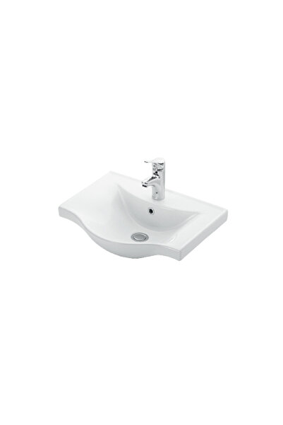 ÖZCEDEN Yıldız 55 cm Atlantik Çam-Antrasit Gri Mat MDF Seramik Lavabolu Asma Banyo Alt Dolabı
