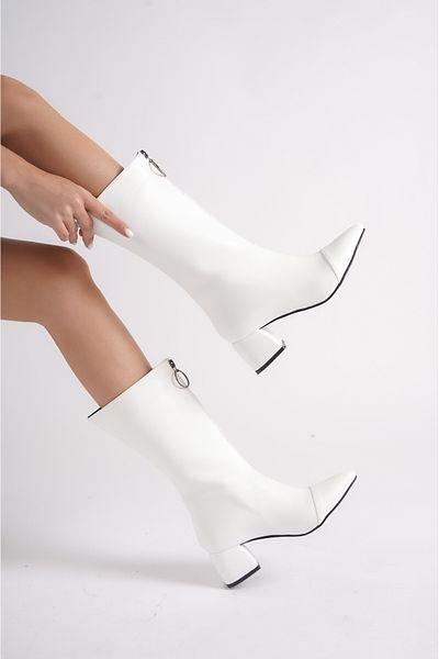 SELLA SHOES 906 White Leather Below the Knee Boots