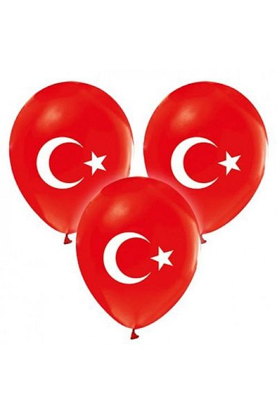 PartAntalya Turkish Flag Crescent-Star Balloon 25 Pieces