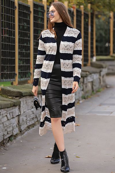 AVORWE Colorful Jacquard Long Women's Knitwear Cardigan