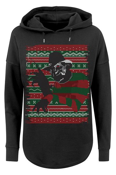 F4NT4STIC Damen Nightmare On Elm Street Christmas Fair Isle mit übergroßem Damen-Kapuzenpullover