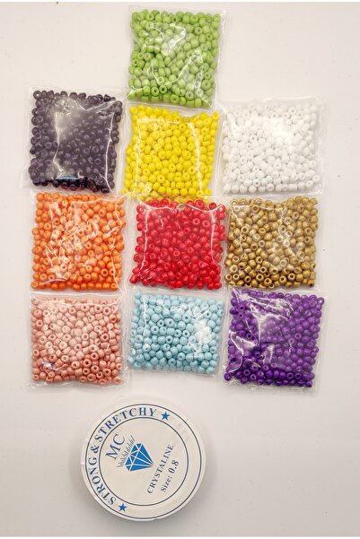 yiğit aksesuar Takı Malzemeleri 3.5 mm Kum Boncuk Takı Yapım Seti 10 Renk