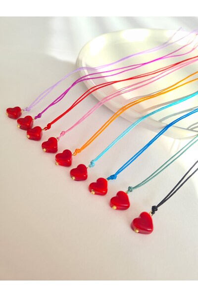 ONEPRETTYWISH Murano cam kalp ipli kolye