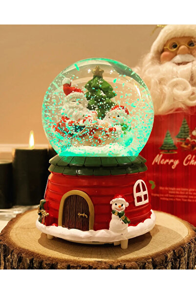 nesever store Mega Boy Yılbaşı Kar Küresi Püskürtme Motorlu Işıklı Müzikli Yı...