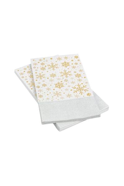 ÇIRPAN EV ALTIN YALDIZLI KAR TANESİ NOEL PEÇETE 33X40CM