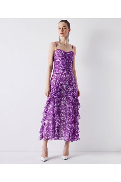 İpekyol Ruffle Striped Patterned Dress