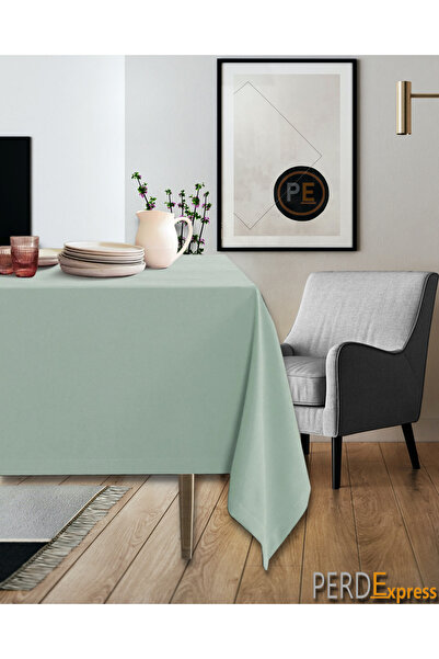 Perdexpress Soft Concept Velvet Textured Nile Green Tablecloth