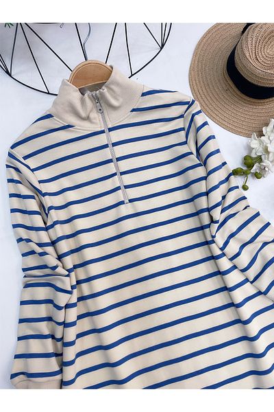 YEDİLALE ZIPPER DETAIL STRIPED TUNIC
