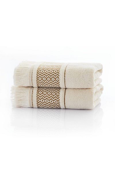 CottonTherapy 2 Πακέτα Διαμάντι 50x90 εκ. Πρόσωπο Χεριών Πετσέτα Μπάνιου Κουζίνας Χοντρό Βαμβακερό Καφέ