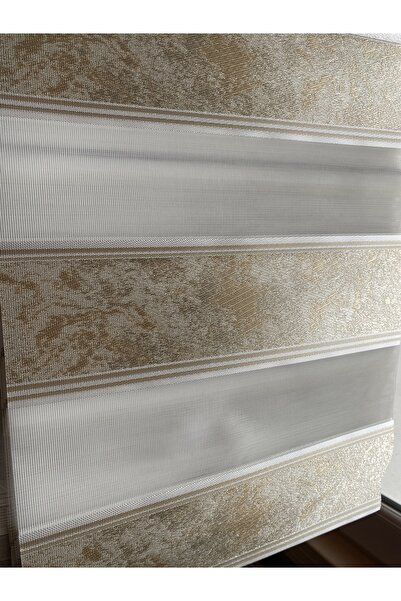 Storium Perde Dekoratif Taş Desenli Krem Renk Zebra Perde