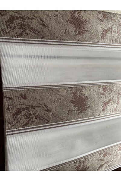 Storium Perde Dekoratif Taş Desenli Vizon-Kahve Renk Zebra Perde