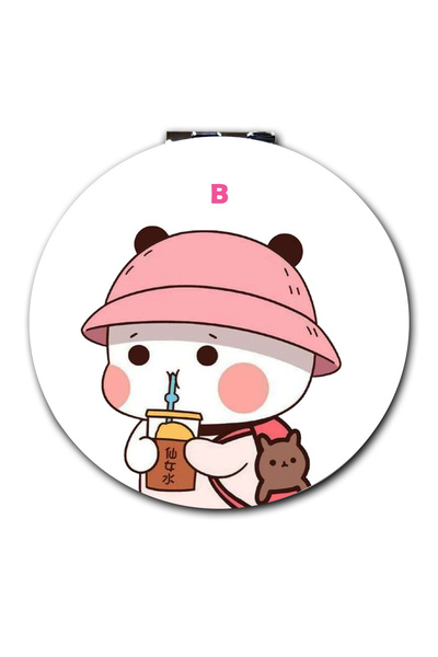 İŞTE BU Dudu Bubu Yuvarlak Kişiye Özel İsim Baskılı Cep Aynası (Kapaklı Ve Bü...