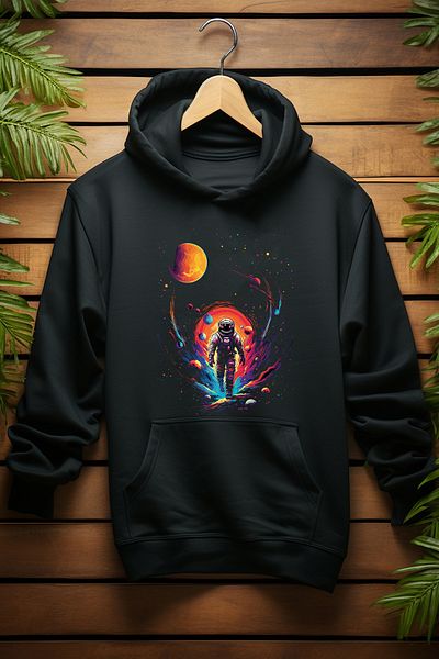 ADA BEBEK ÇOCUK Унисекс памучен суитшърт с качулка и астронавт Galaxy Warrior