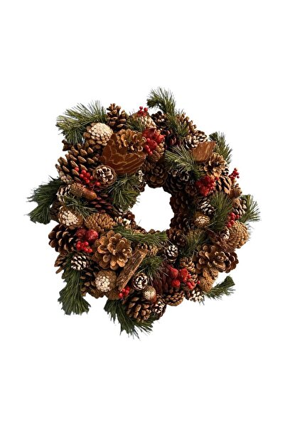 Art Pine Natural Πρωτοχρονιάτικο Στολίδι Πόρτα - Χόμπι με Φυσικό στεφάνι Πρωτοχρονιάτικο Δώρο Διασκέδασης 40 εκ.