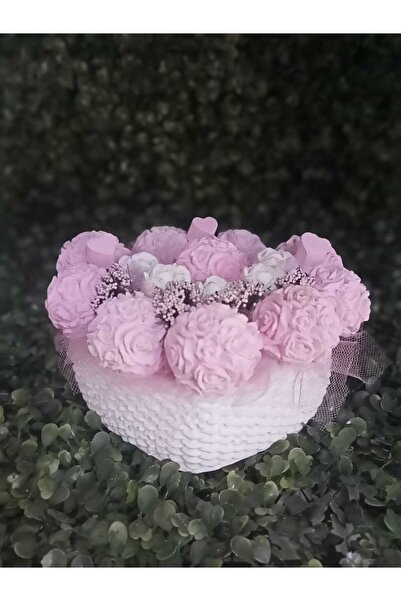StoneGiftDesign ÖZEL TASARIM KOKULU TAŞ KALP SAKSIDA Pembe TOP GÜL ÇİÇEK ARAN...