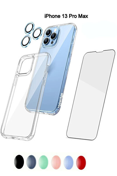 HyperAge حافظة شفافة لهاتف آيفون 13 برو ماكس + واقي شاشة + واقي كاميرا 360 ° ...
