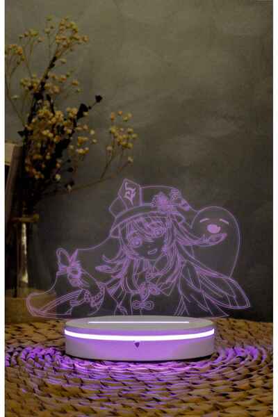 Yubi Design Hu Tao , Genshin İmpact - 3 boyutlu led lamba 16 renk dekoratif a...