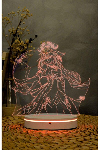 Yubi Design Genshin İmpact - 3 boyutlu led lamba 16 renk dekoratif anime gece...