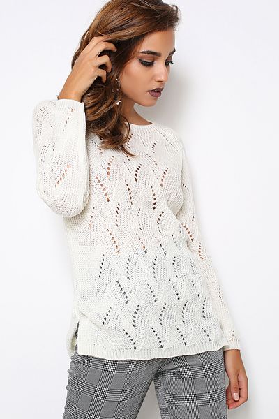 AVORWE Crew Neck Jacquard Knitted Women's Knitwear Sweater