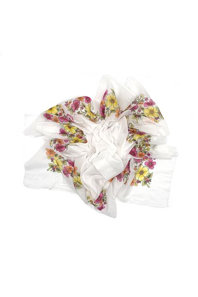 nazipek 100% Cotton Hollow Edge with Flowers to Embroider Macedonian Writing 100x100 Cm Scarf